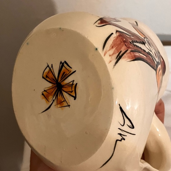 Vintage 80’s lace with hat mug signed clay pottery - Picture 6 of 8